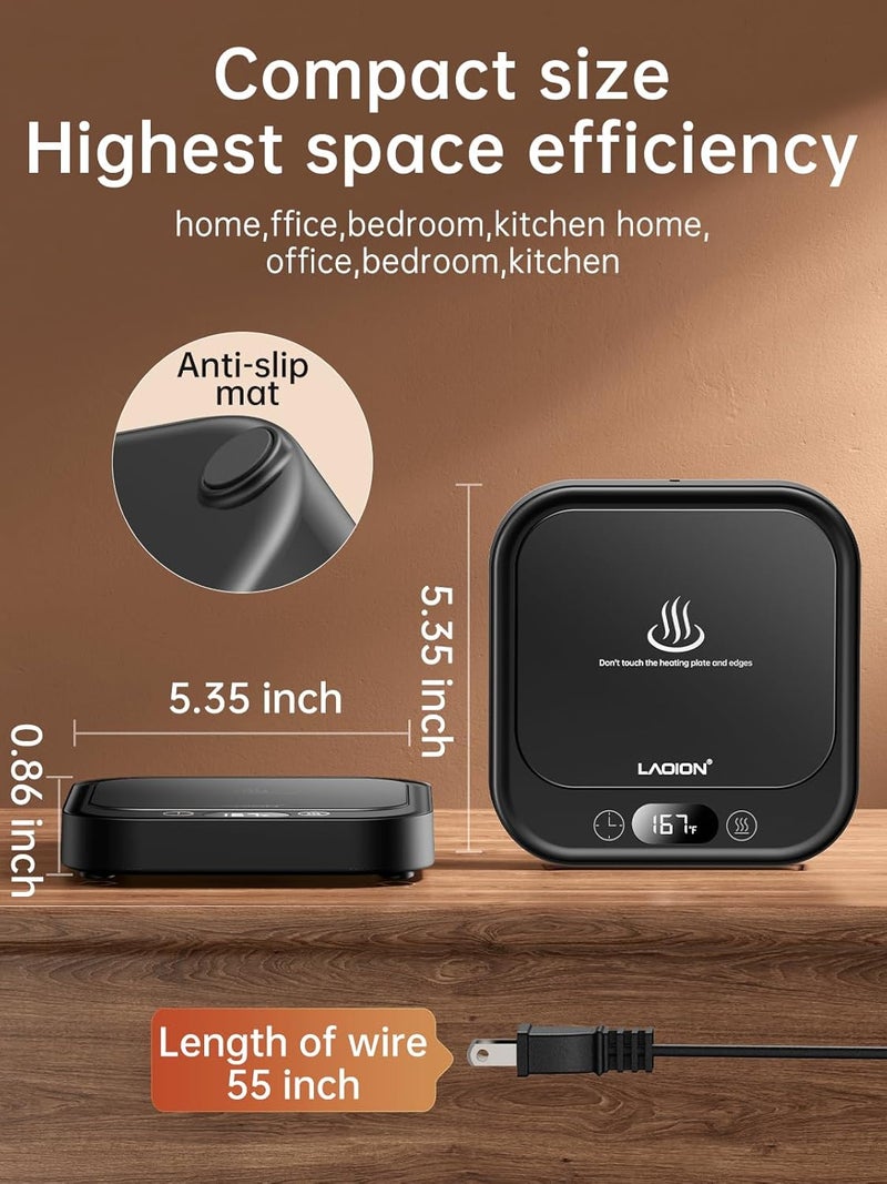 AOLION Mug Warmer - 40W Coffee Cup Warmer for Desk with Auto Shut Off, Smart Electric Candle Warmer with 4 Temp & Time Settings, Coffee Gifts for Beverage, Tea, Water, Milk in Home & Office (Black) - Image 2